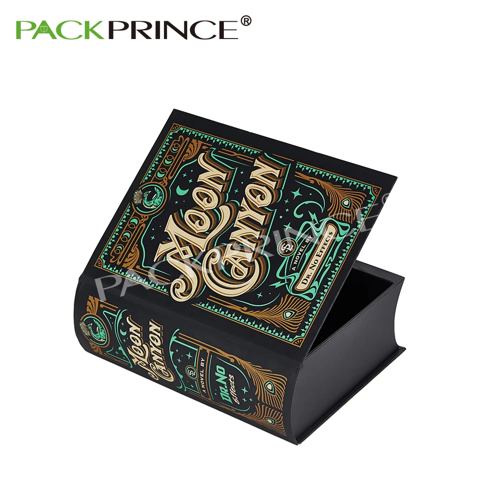 Black Custom Printed Magnetic Premium Luxury Soft Touch Rigid Cardboard Paper Packaging Gift Book Shaped Chocolate Box
