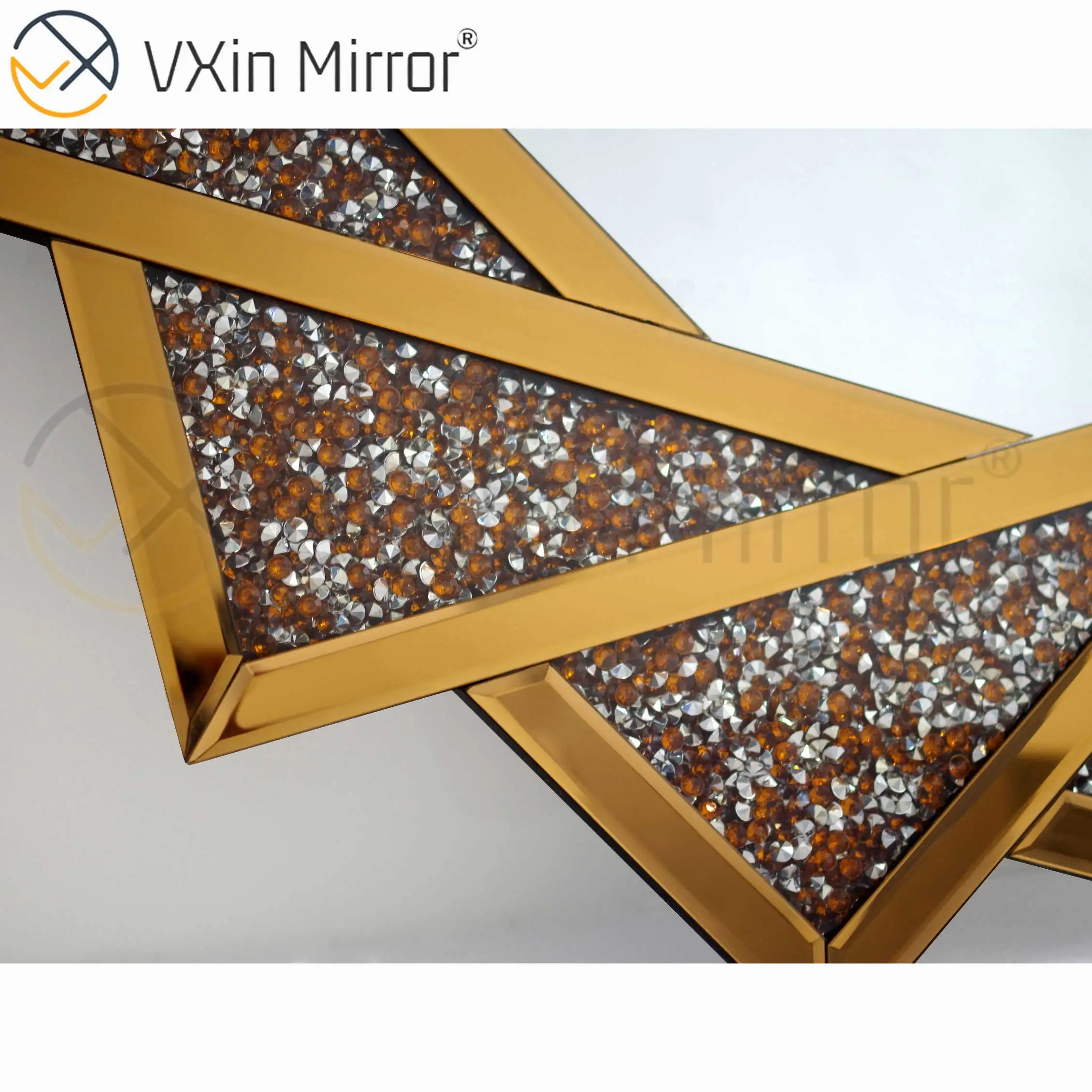 Hot sell VXin WXM-1779 3 color LED Modern crystal Silver Crushed  Diamond Wall hanging Mirror