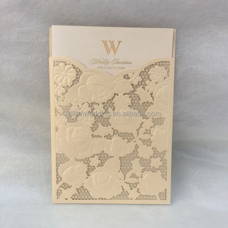 Light gold embossing rose nepali marriage invitation card