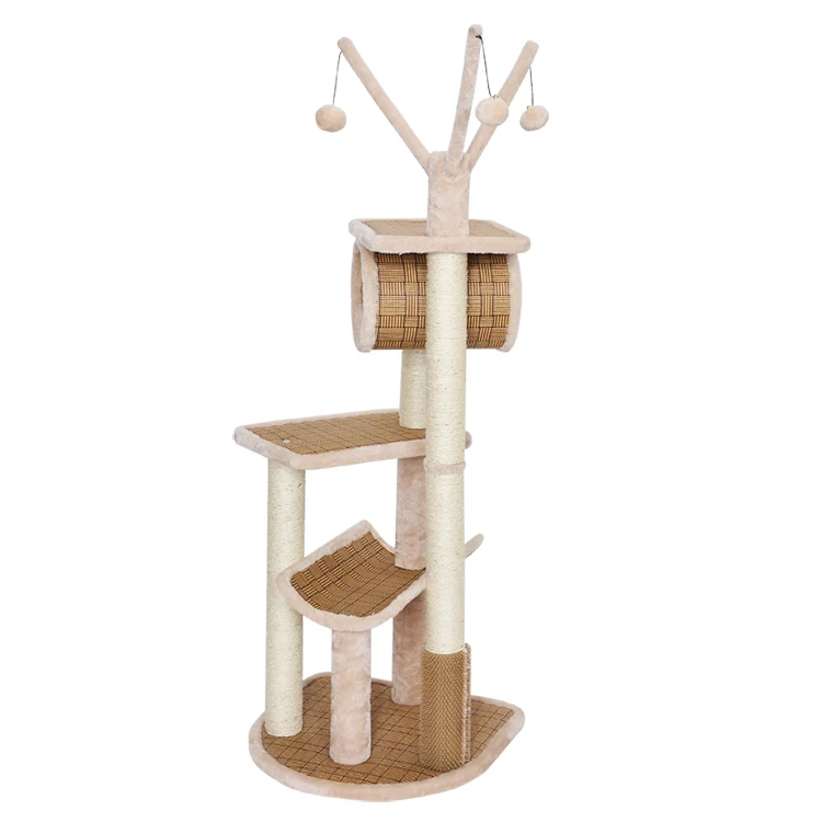 
Trends 2021 amazon new brown 80 rattan cat scratcher tree condo 