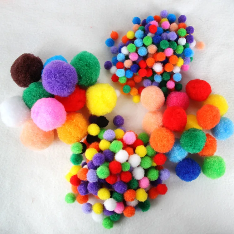 Wholesale Multi Size Colorful Pompoms DIY Dolls Garment Handmade Material Soft Fluffy Pom Poms Ball For DIY Kids Toy Accessories