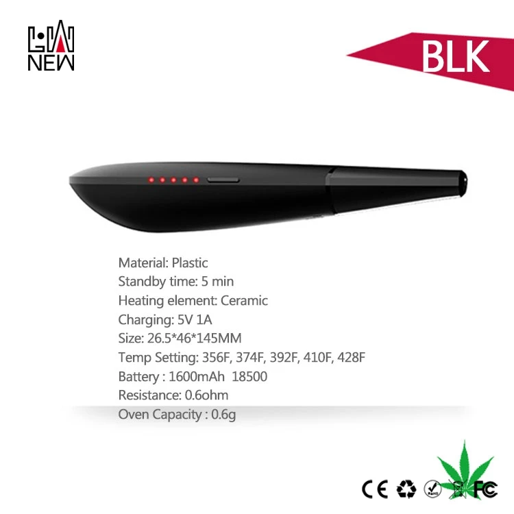 
New Released Wholesale 1600mAh Black mamba vaporizer dry herb BLK vs black widow 