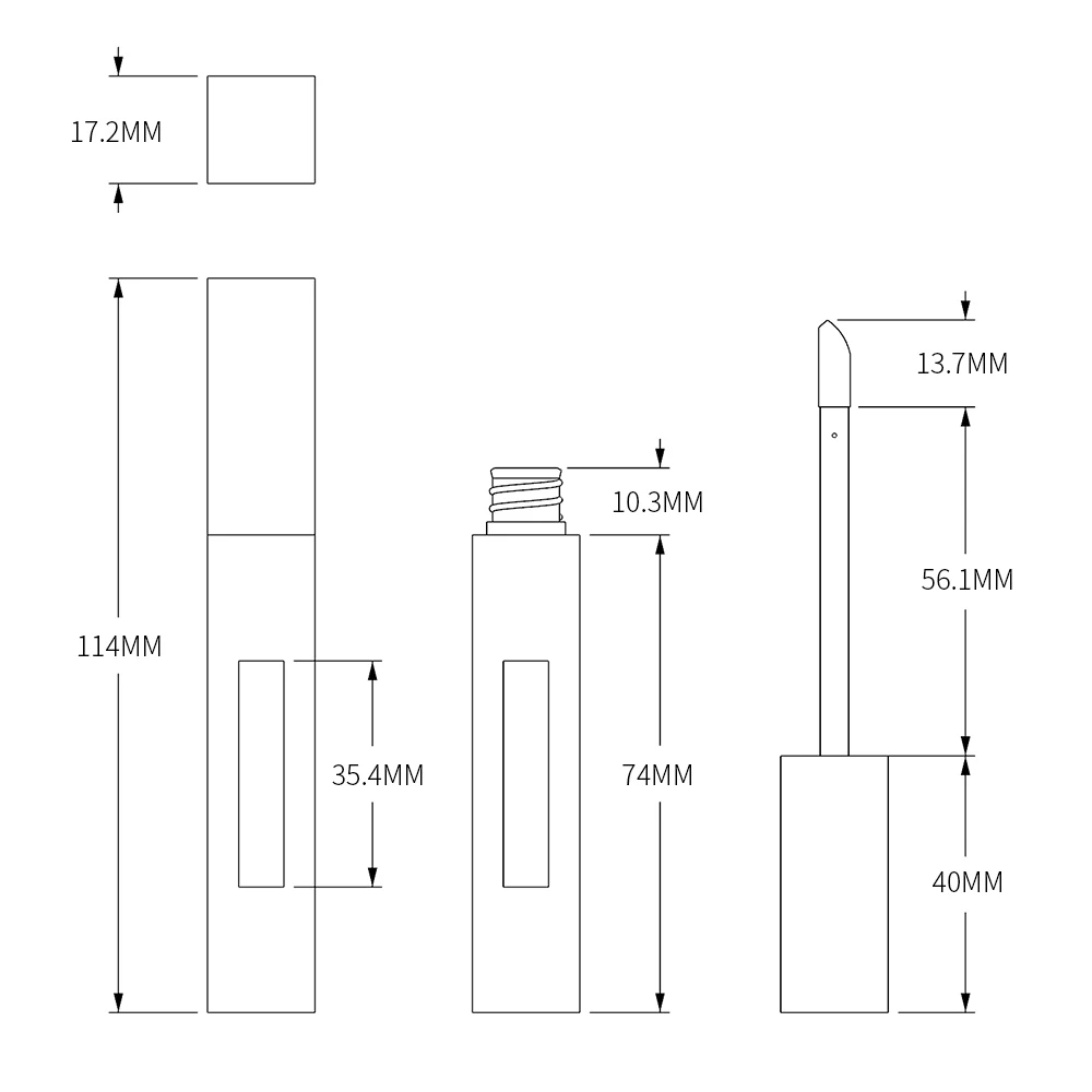 High End Cosmetic Plastic Tube Empty Young Girl Lipgloss Tube With Brush Square Packaging Liquid Lipstick Container For Lip Balm