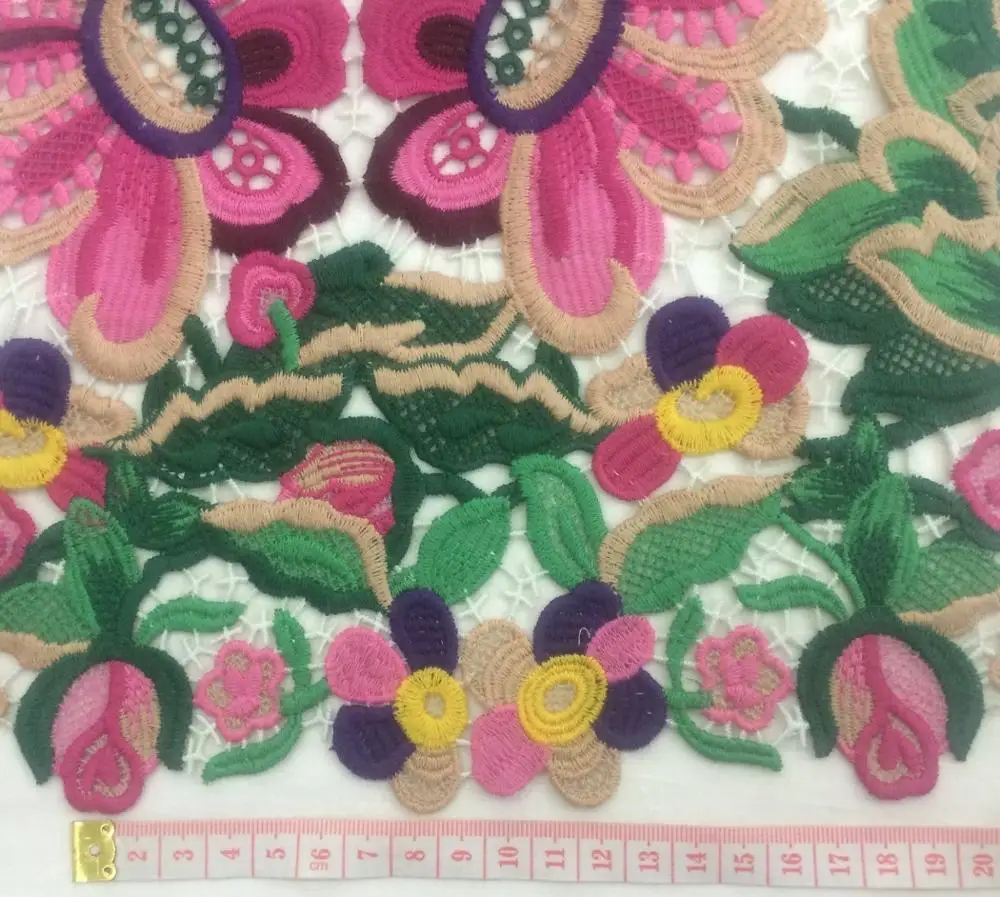 3d Embroidered Gold Flower Bridal Lace With Trimming Lace Fabric Embroidery Designs for Dress Accessories