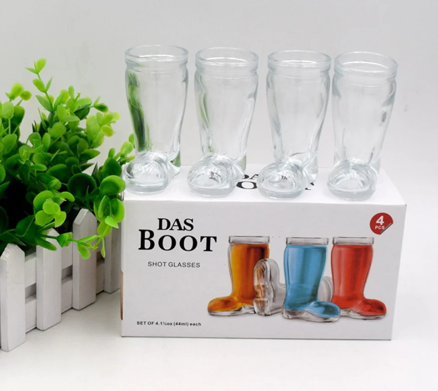 Promotion Gift Durable Entertainment Glassware Barware Clear crystal tumbler Mini 1.5 Ounce Boot shaped shot glasses