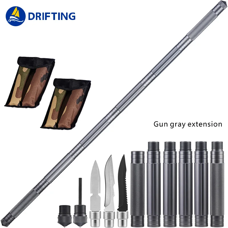 Multifunctional Outdoor Survival Tool Multi Sections Defense Tactical Walking Stick Portable Camping Alpenstock Emergency Tools