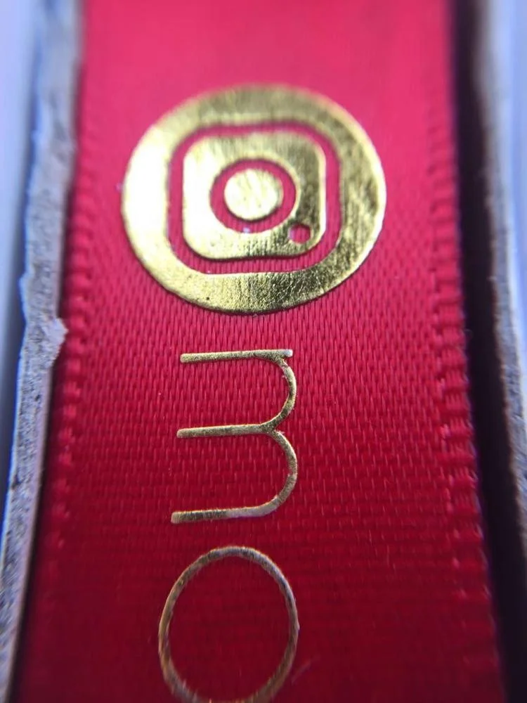 Wholesale custom logo 3D gold foil printed ribbon