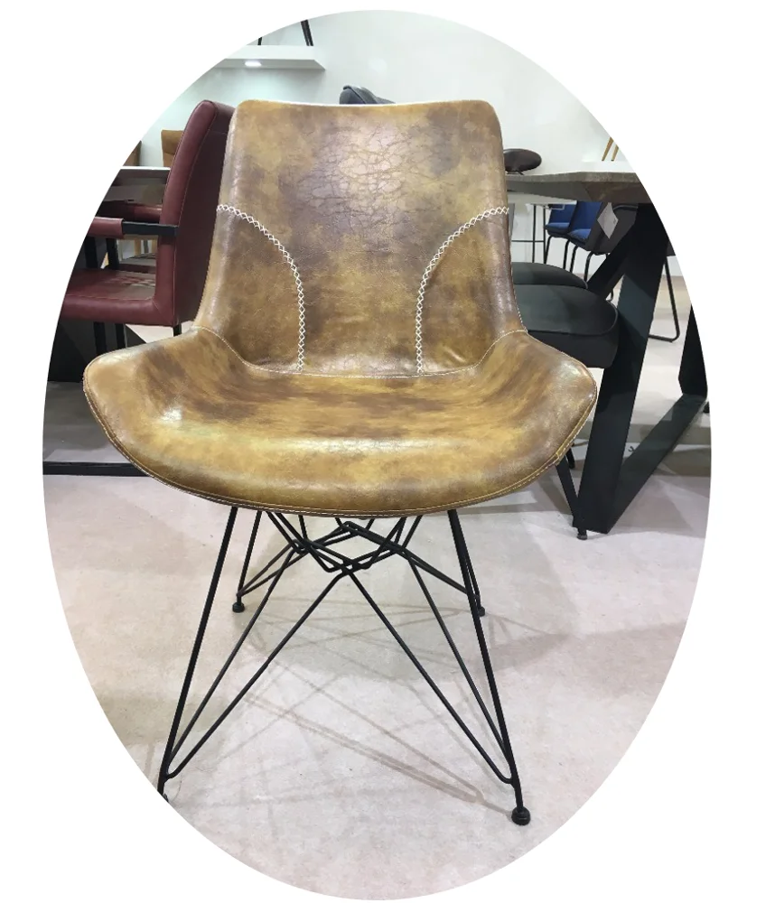 
New design leather cross legs luxury leather solid rod legs dining table chair used for home and hotel 