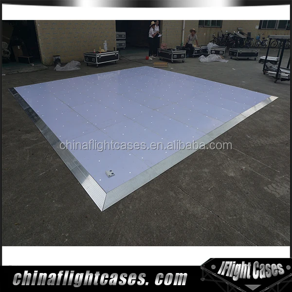 Белый танцпол со светодиодной подсветкой 20 футов x 20 футов с краем, питанием, контроллером, футляром для полета