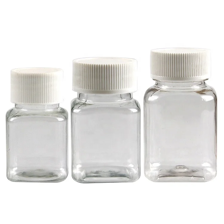 30ML 50ML 80ML Empty Clear Transparent PET Plastic Square Bottle