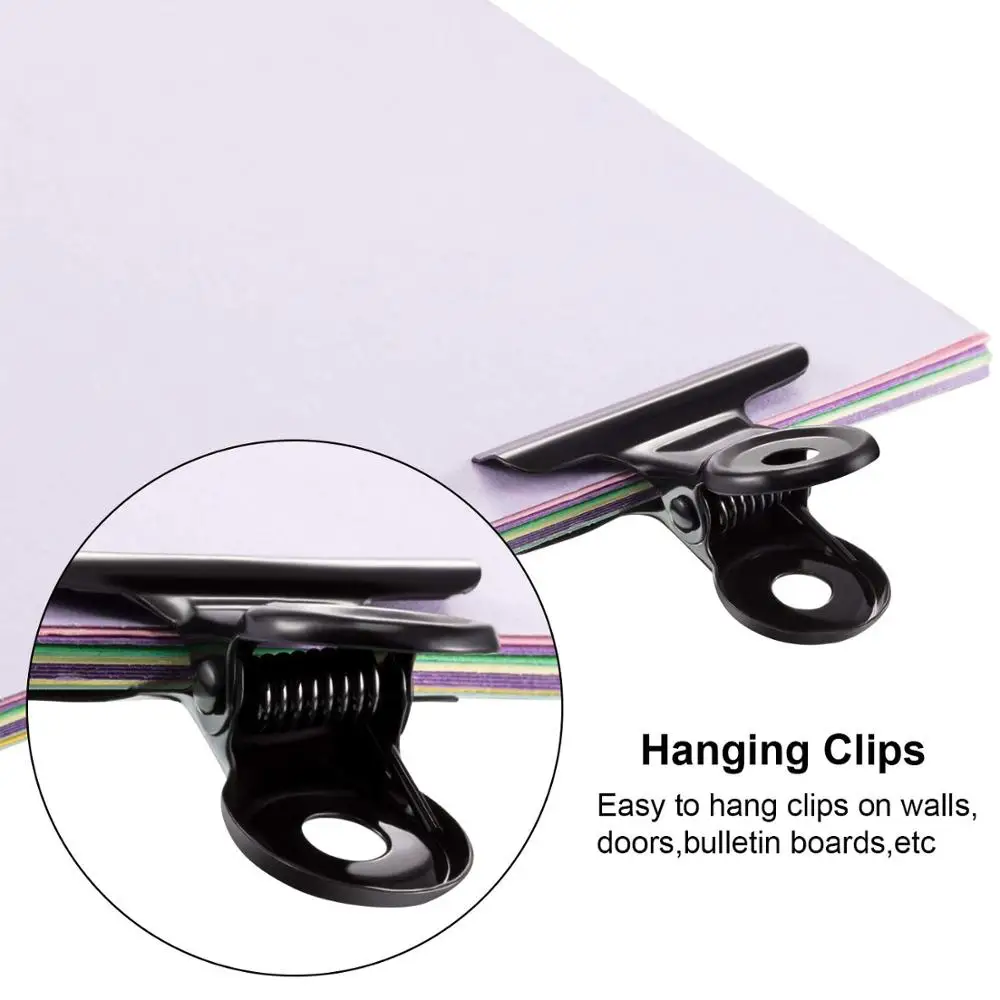 Black Metal Bulldog Clips File Paper Binder Clamps for Tags Bags, Shops, Office and Home Kitchen