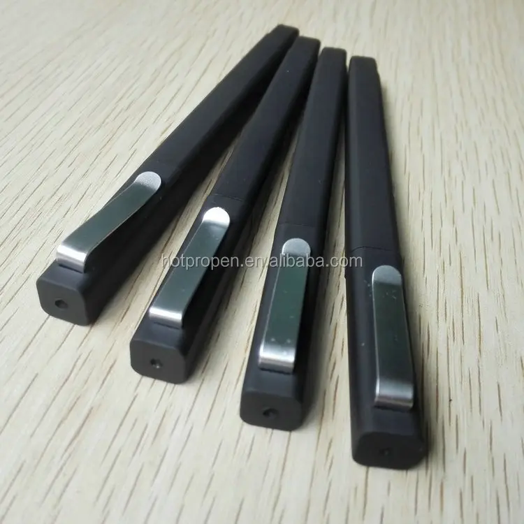 Custom Plastic Promotional Black Rubber Coated Soft Touch Retangular ball pen with corporate LOGO