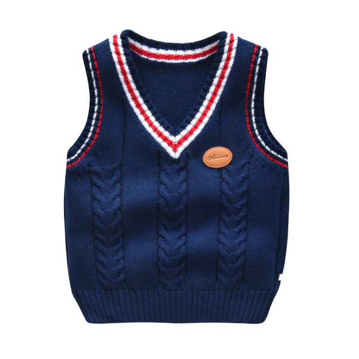 
YY10013U V-neck sweater vest wholesale custom kids knit boys school uniform sweater vest 
