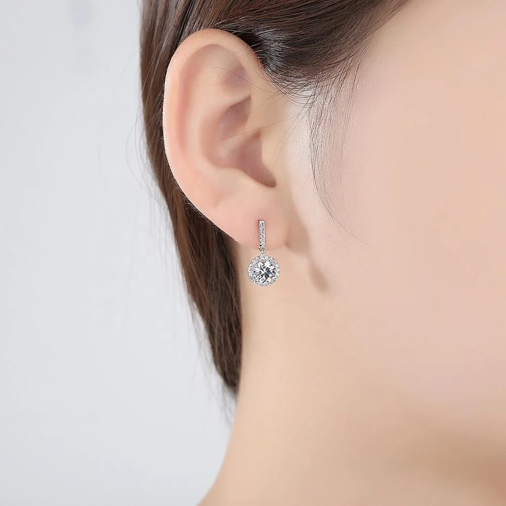 CZCITY Real 925 Sterling Silver Crystal Drop Earrings Fashion Earring Designs New Model Earrings for Women
