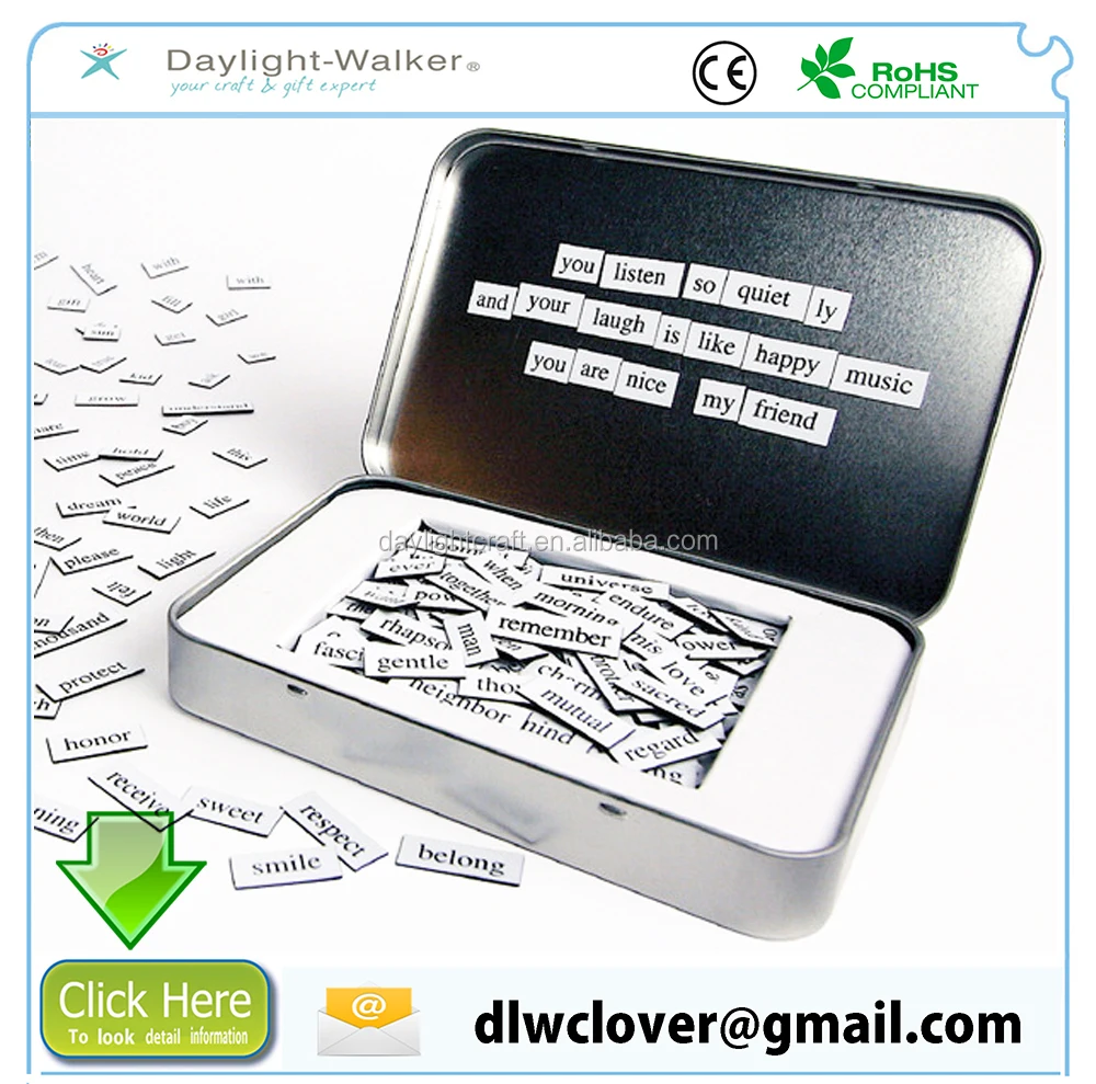 Promotional learning toys kids letters paper/pvc fridge magnet words custom magnetics poetry