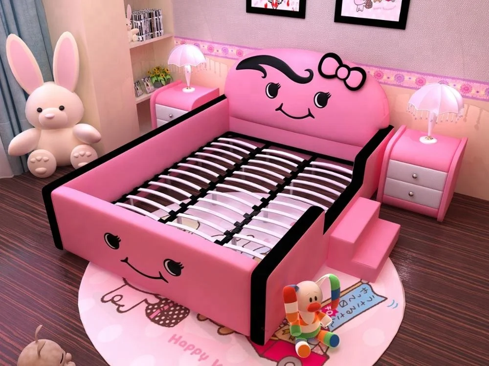 Детская кровать с рисунком, детская мебель с лестницей, милая кровать для девочек Y22