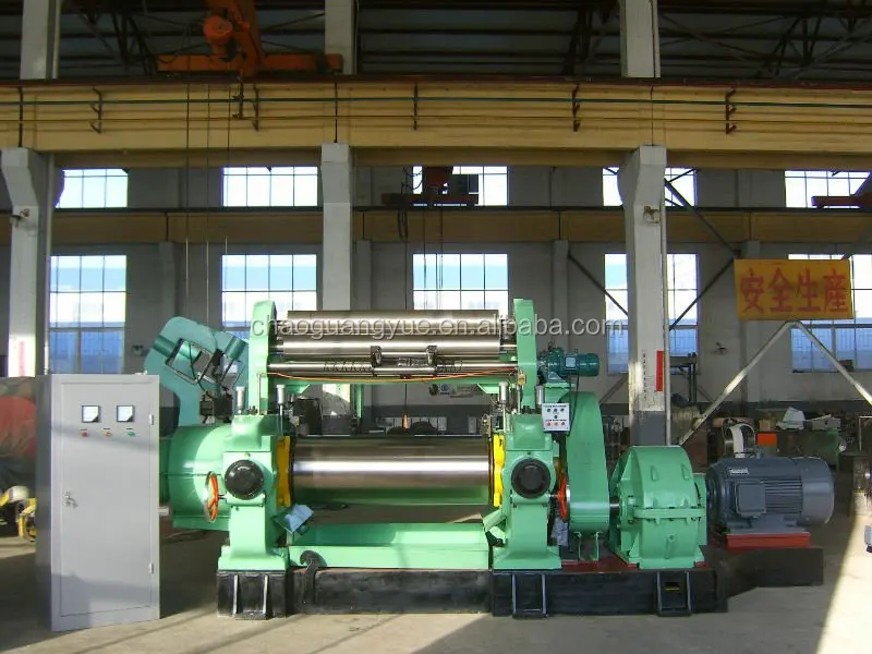 XK-450 shaft rubber two roll mixing mill with automatic stock blender for sale