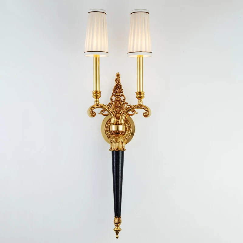 Copper Brass Unique Wall Lamp Luxury Villa Wall Light Traditional European Antique Wall Light and Wooden 5000 for Bedroom Luxury