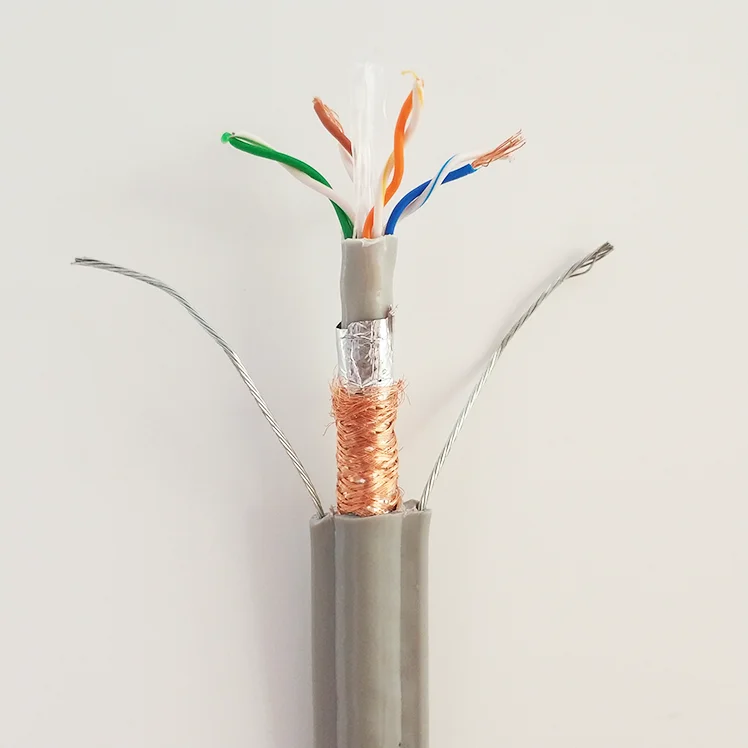 Гибкий плоский экранированный кабель для лифта Cat6 SFTP с двойной стальной