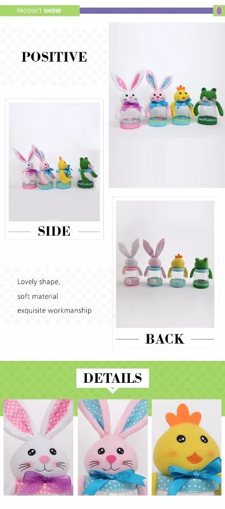 
Cute Animals Design plush bunny sale supplier customized gifts container plastic Decoration easter candy jar 