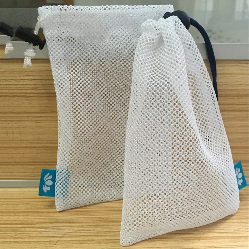 Recyclable Biodegrada Factory Price Small Nylon Mesh Drawstring Pouch Soap Mesh Bag