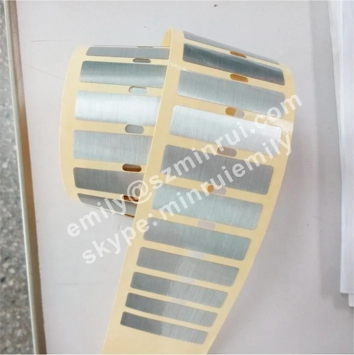 Custom printed brushed self adhesive aluminum stickers with numbers, brushed silver custom serial number stickers from Shenzhen