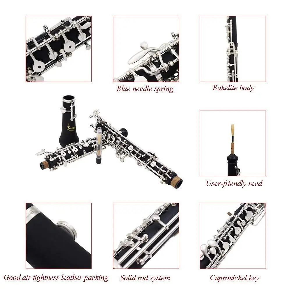 
Woodwind Musical Instrument for Beginner with Reed C Key Cupronickel Plated Silver Oboe 