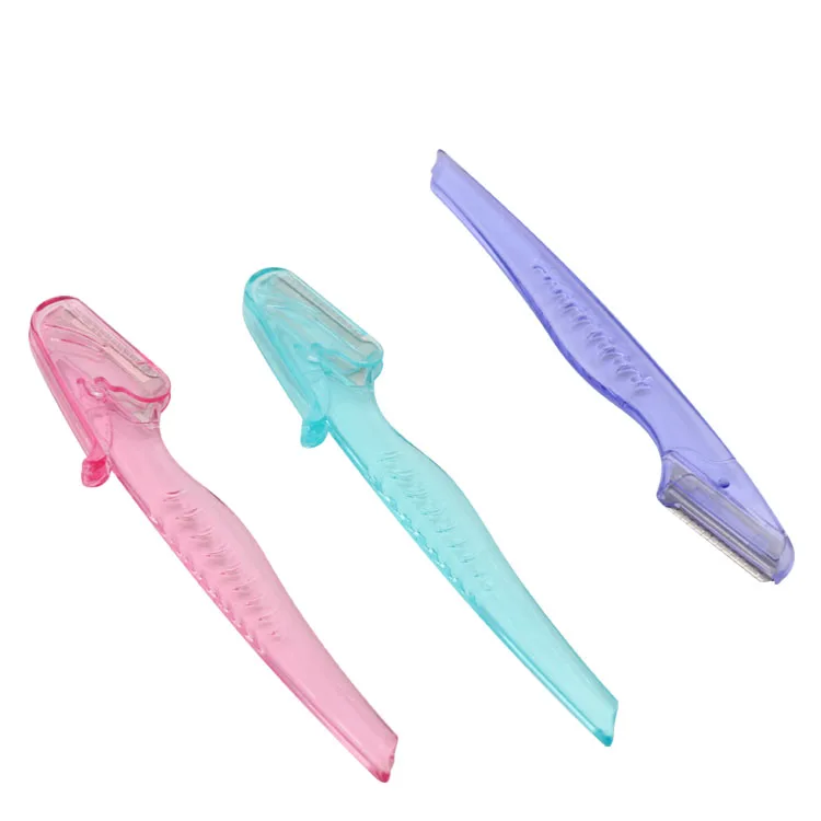 Customized makeup tools Promotional manufactures shaver eyebrow razor with plastic handle