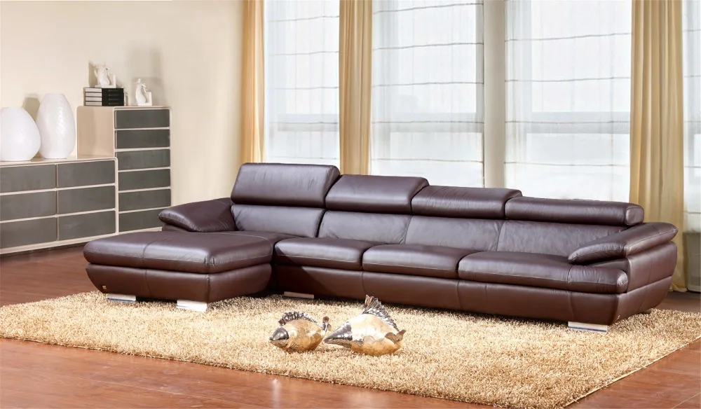 Sectional recliner chair sofa L shaped Adjustable headrest sofa set white leather furniture for villa
