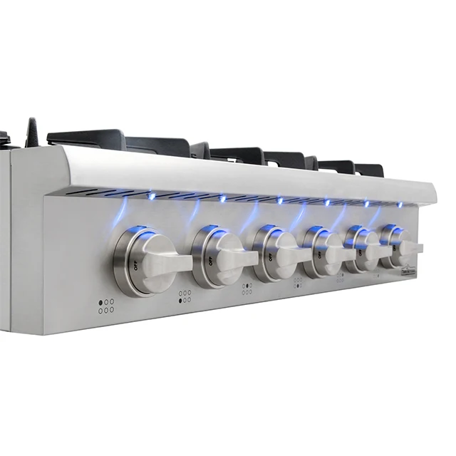 36 дюймов синего цвета со светодиодной подсветкой ручки печь из нержавеющей стали газовая плита Топ