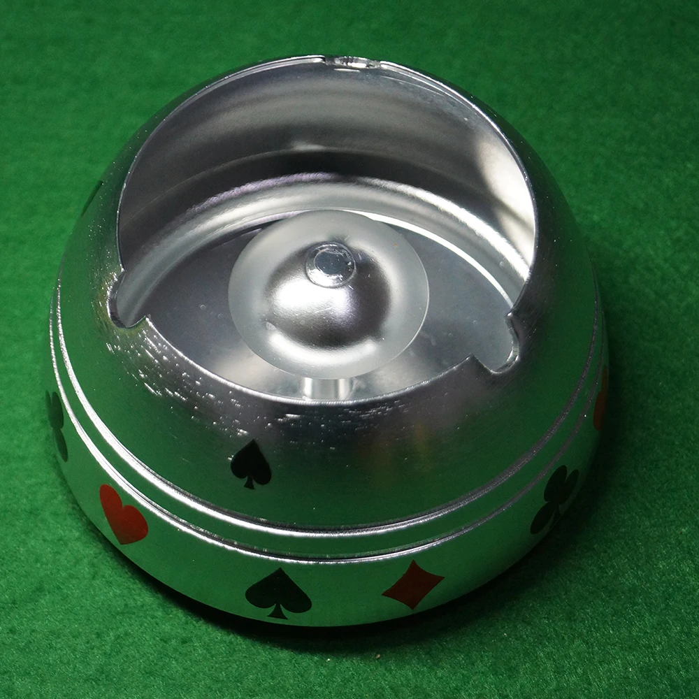Deluxe Aluminum Poker Ashtray in Golden or Silver Color