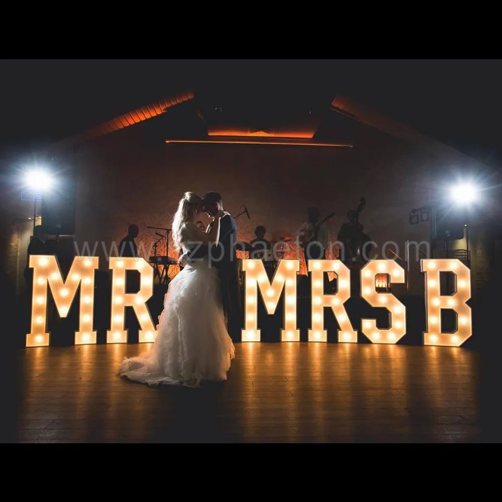 Mr and mrs 4ft led light letters, stackable quality assurance giant marquee letters large for mariage wedding decoration