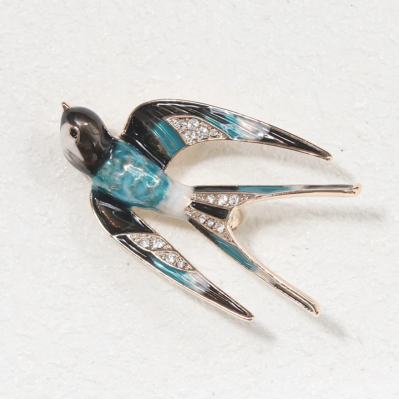 ali express hot selling enamel bird swallow brooch pin in stock wholesale