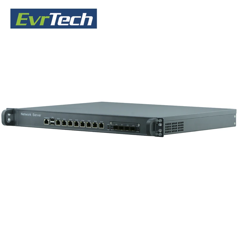 1U firewall barebone server security network with 8 Lan ports and optional fiber network card