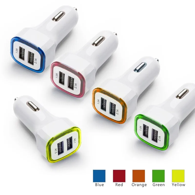 
ZZYD Universal Dual USB Ports 2.1A Car Vehicle LED Charger Phone 