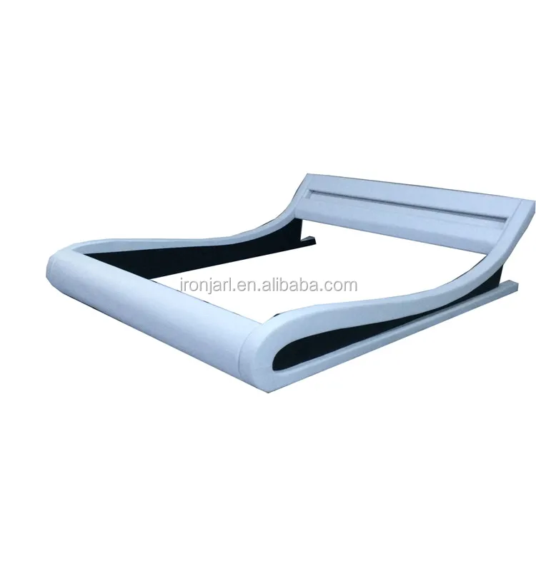 Italian King Size Bedroom Furniture Contemporary LED Faux Leather Bed Platform Frame Y