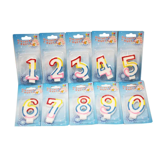 4 color glitter wholesale birthday number candle