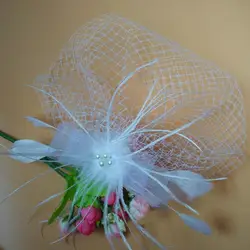 Factory direct small hat European and American bride head mesh hair accessories feather cover hair clips bow bride veil