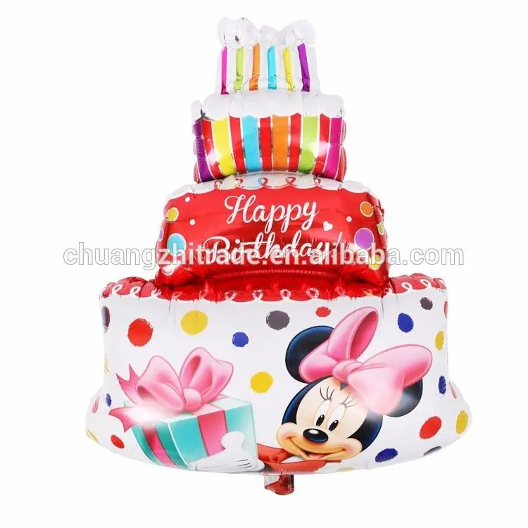 Big size foil balloons tilt crooked candle happy birthday party balloon cake shaped balloon wholesale cake decorating supply