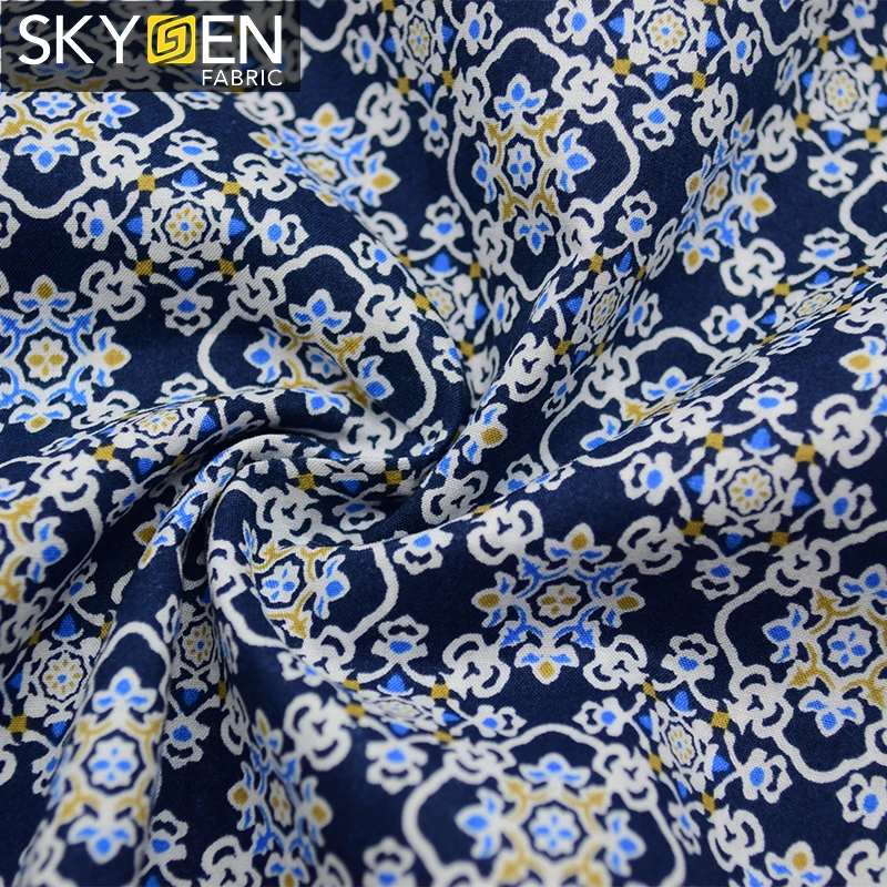 Skygen plain weave soft custom prints 60x60 100 cotton man women cloths fabric for women man clothes
