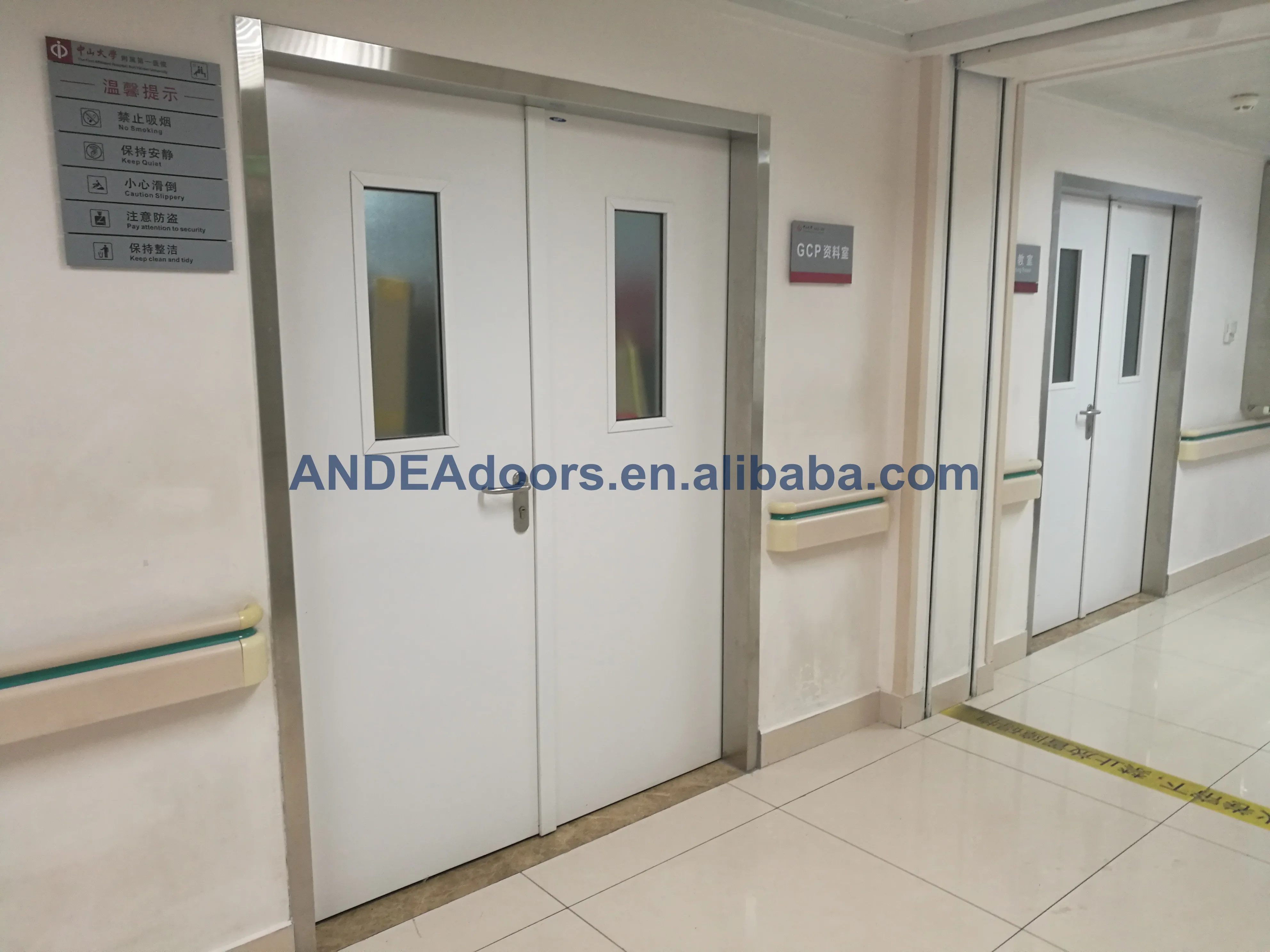 manual open double swing door as operating theatre doors,ICU sliding door
