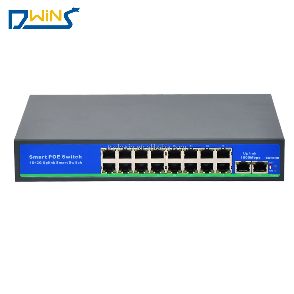 16ch reverse poe switch with 2 gigabit sfp optical fiber slot