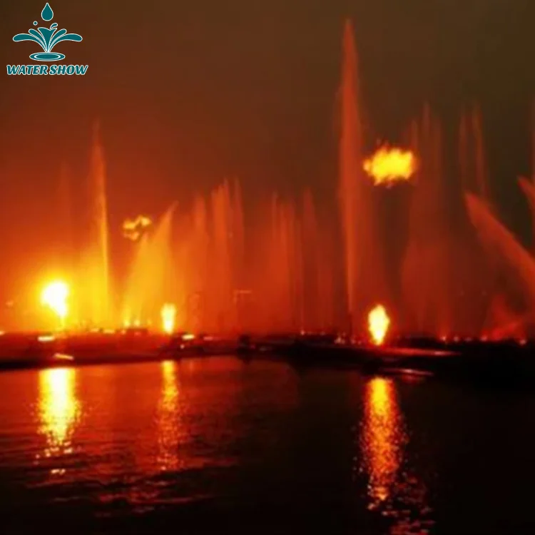 Decorative Outdoor Lake Large Music Dancing Fire Flame Jet Mix Water Fountain For Showing
