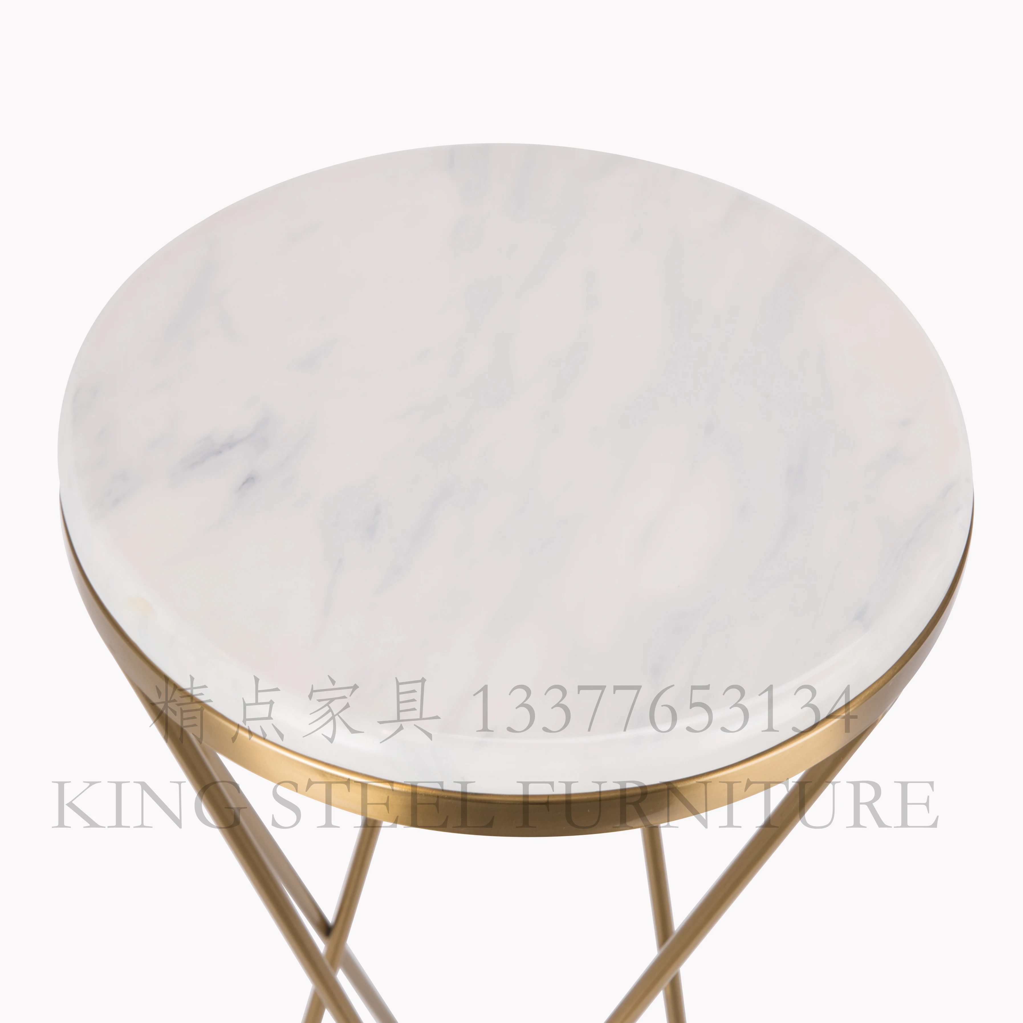 Set of 3pcs Display Stand Golden Plated Decoration Flower Stands with Marble Top Stainless Steel Frame Home Furniture Wedding