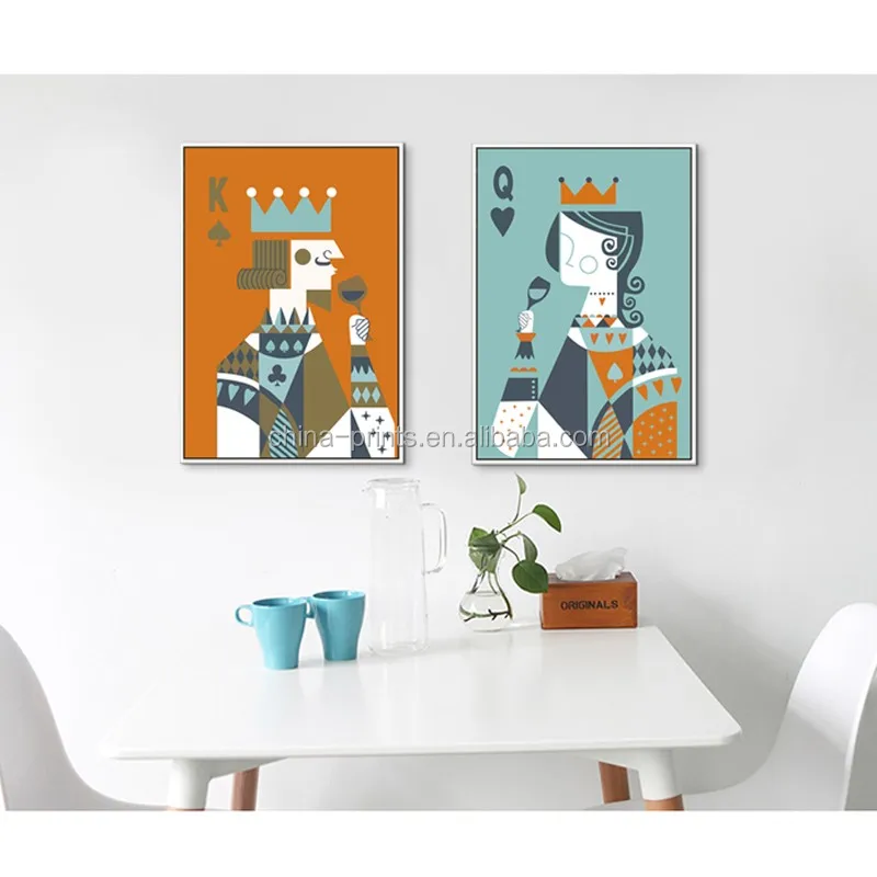 Contemporary Poker Canvas Wall Art/playing Card Wall Decor/queen and King shadow Box Frame Canvas Artwork