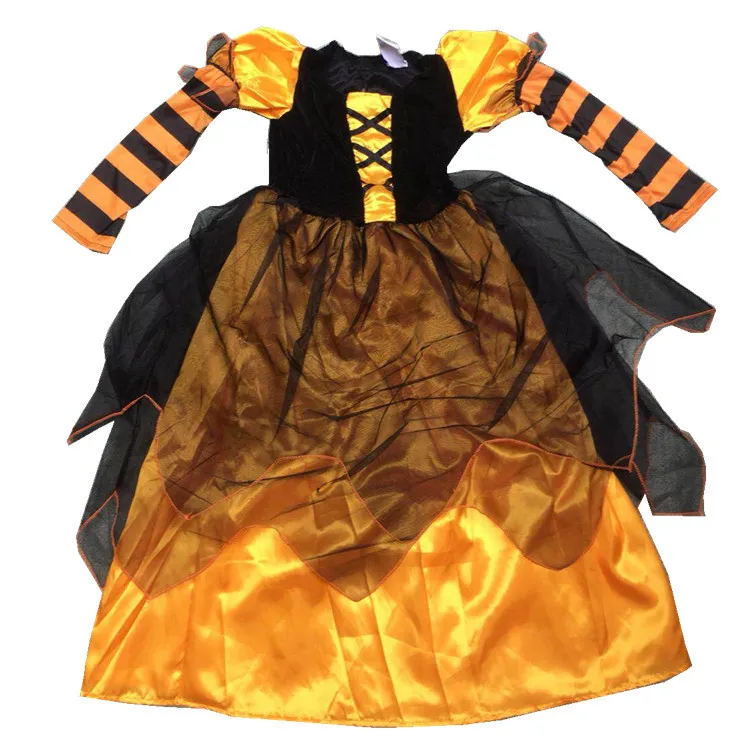 Hot sale Child Cosplay demon costume for kids Halloween Black Witch Cloak with hat