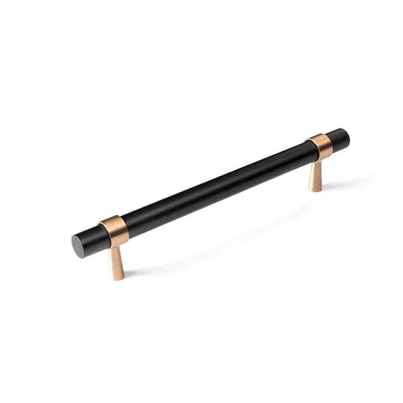 New Design Black T Shaped Solid Brass Cabinet Handles and Knobs Kitchen Long Handle Pulls