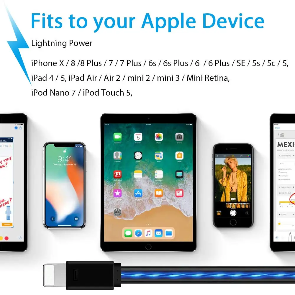  Видимые потоковые зарядные Кабели USB для домашнего