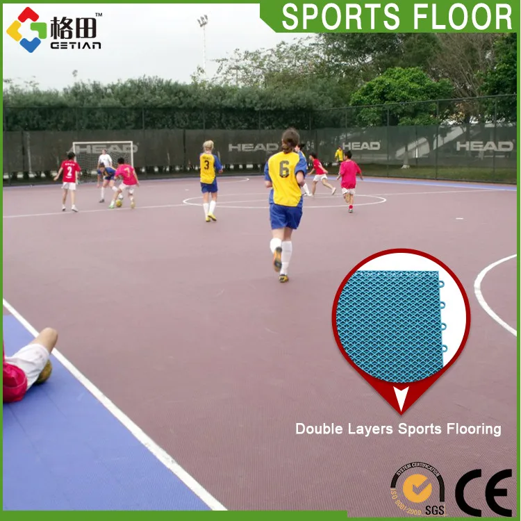 Guangzhou outdoor plastic polypropylene pp interlock futsal football court sports flooring field carpet pitch mats cover surface