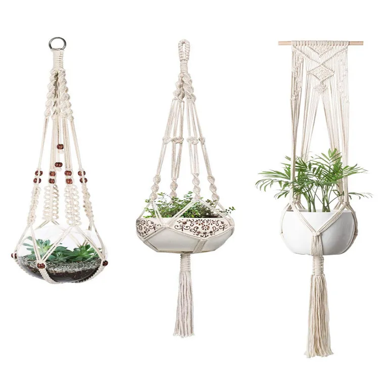 
Elegant Home & Garden Home Decor Hanging Plant Pots Cotton Rope Macrame Plant Hanger Macrame 